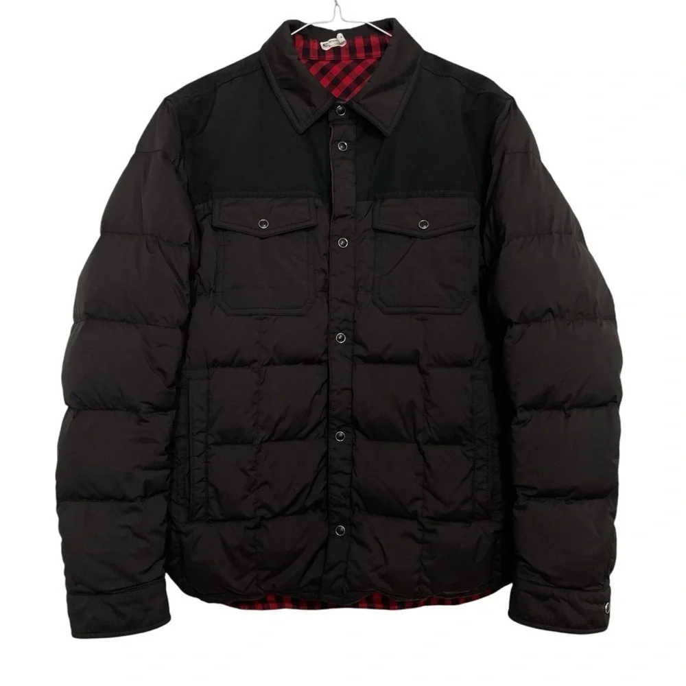 WOOLRICH Reversible Puffer Jacket Men S Buffalo Checked Goose Down Feathers Snap